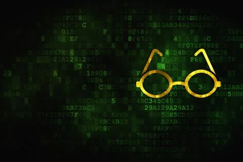 Science concept: Glasses on digital background Illustrazione stock