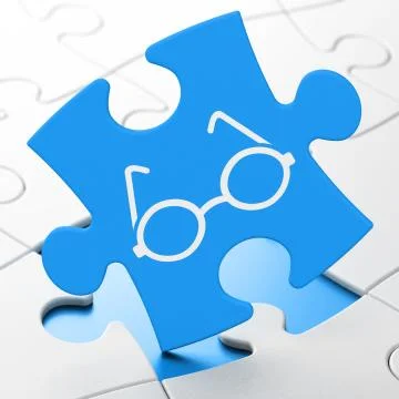 Science concept: Glasses on puzzle background Illustrazione stock