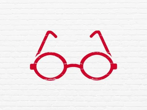 Science concept: Glasses on wall background Illustrazione stock
