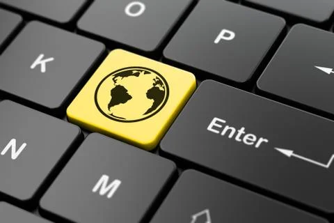 Science concept: Globe on computer keyboard background Illustrazione stock