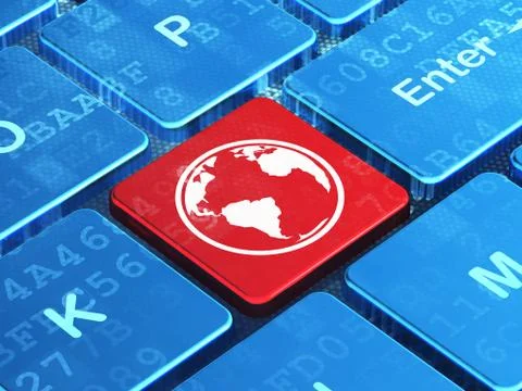 Science concept: Globe on computer keyboard background Illustrazione stock