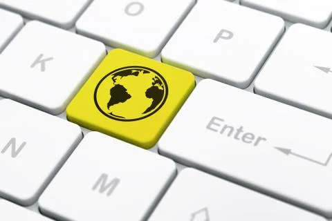 Science concept: Globe on computer keyboard background 스톡 일러스트