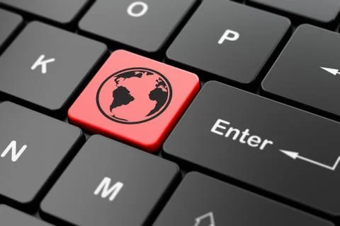 Science concept: Globe on computer keyboard background Stock Illustration