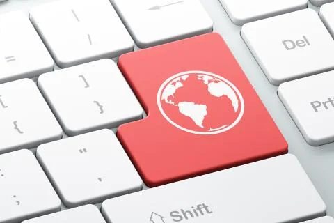 Science concept: Globe on computer keyboard background イラスト素材