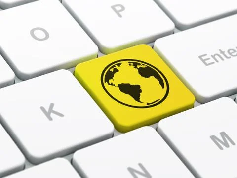 Science concept: Globe on computer keyboard background イラスト素材