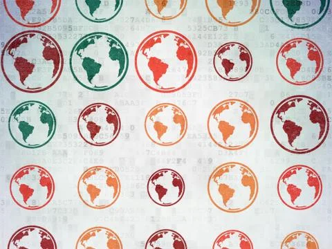 Science concept: Globe icons on Digital Paper background Stock Illustration