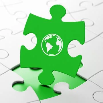 Science concept: Globe on puzzle background Stock Illustration