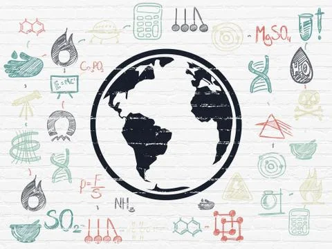 Science concept: Globe on wall background Ilustración de archivo