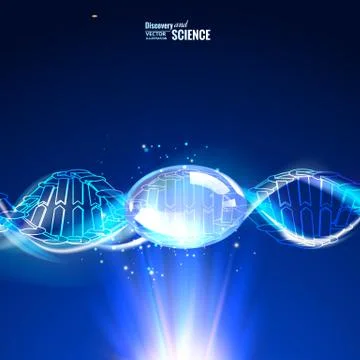 Science concept image of human DNA. Blue light abstraction of digital art. Stock Illustration