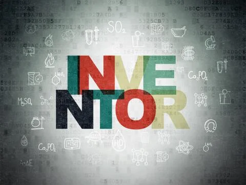 Science concept: Inventor on Digital Data Paper background イラスト素材