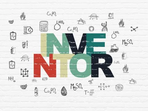 Science concept: Inventor on wall background Stock Illustration
