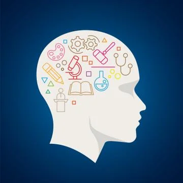 Science Concept Line Icon In The Head Stock Illustration