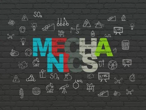 Science concept: Mechanics on wall background Ilustración de archivo