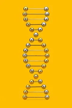 Science Concept. Metal DNA Molecule Spiral. 3d Rendering Illustrazione stock