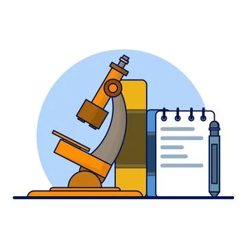 Science concept, microscope with book. read a book. Stock Illustration