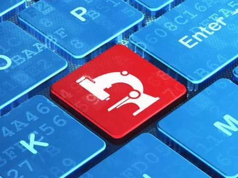 Science concept: Microscope on computer keyboard background イラスト素材