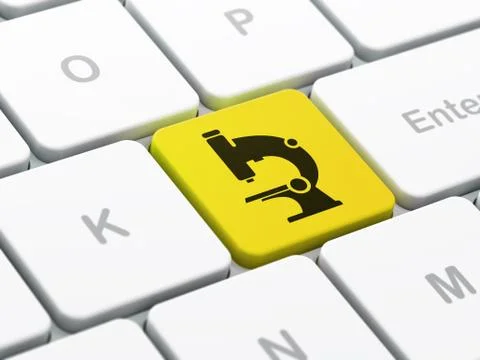 Science concept: Microscope on computer keyboard background Stock Illustration