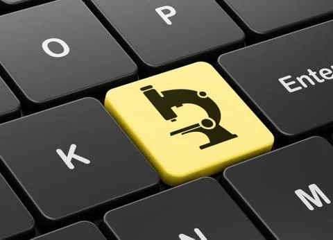 Science concept: Microscope on computer keyboard background Stock Illustration