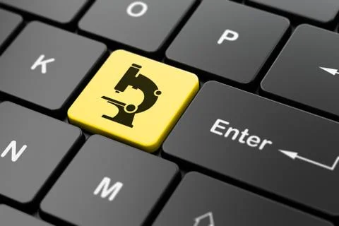Science concept: Microscope on computer keyboard background Stock Illustration