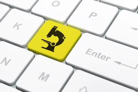 Science concept: Microscope on computer keyboard background Stock Illustration