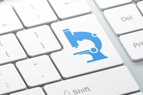 Science concept: Microscope on computer keyboard background Stock Illustration
