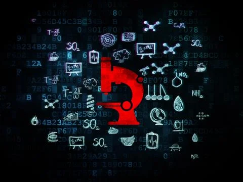 Science concept: Microscope on Digital background Stockillustratie