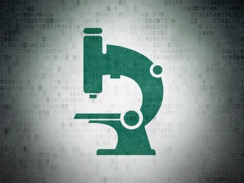 Science concept: Microscope on Digital Data Paper background 스톡 일러스트