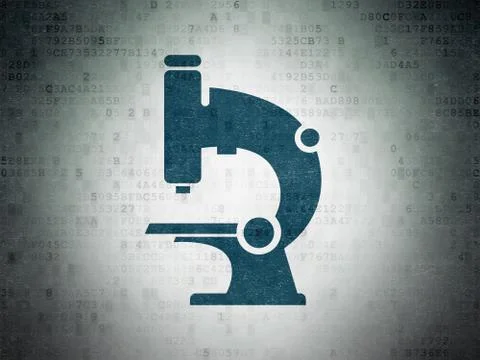 Science concept: Microscope on Digital Data Paper background Stock Illustration