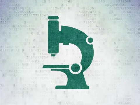 Science concept: Microscope on Digital Data Paper background 스톡 일러스트