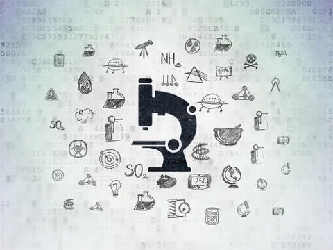 Science concept: Microscope on Digital Data Paper background Stockillustratie