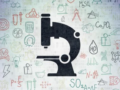 Science concept: Microscope on Digital Data Paper background Stockillustratie