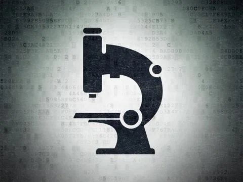 Science concept: Microscope on Digital Data Paper background イラスト素材