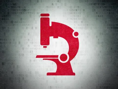 Science concept: Microscope on Digital Data Paper background イラスト素材