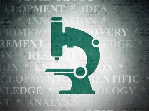 Science concept: Microscope on Digital Data Paper background Illustrazione stock