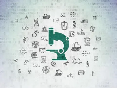 Science concept: Microscope on Digital Paper background Stockillustratie