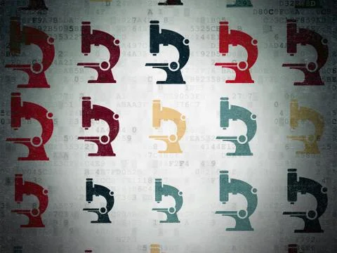 Science concept: Microscope icons on Digital Paper background Stockillustratie