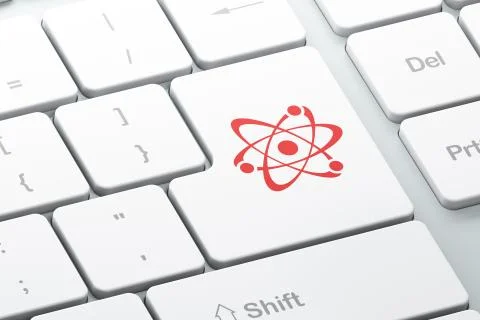 Science concept: Molecule on computer keyboard background Stock Illustration