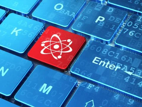 Science concept: Molecule on computer keyboard background 스톡 일러스트