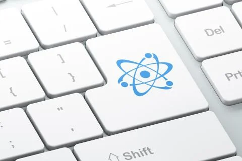 Science concept: Molecule on computer keyboard background Stock Illustration