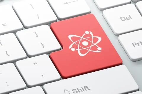 Science concept: Molecule on computer keyboard background 库存插图