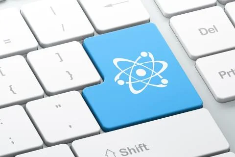 Science concept: Molecule on computer keyboard background Stock Illustration