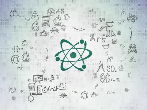 Science concept: Molecule on Digital Paper background Illustrazione stock