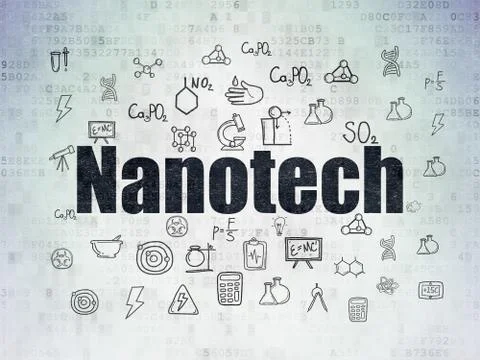 Science concept: Nanotech on Digital Data Paper background Illustrazione stock