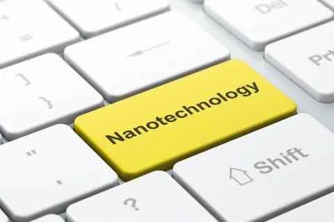 Science concept: Nanotechnology on computer keyboard background 스톡 일러스트