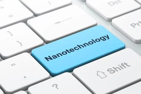 Science concept: Nanotechnology on computer keyboard background 库存插图