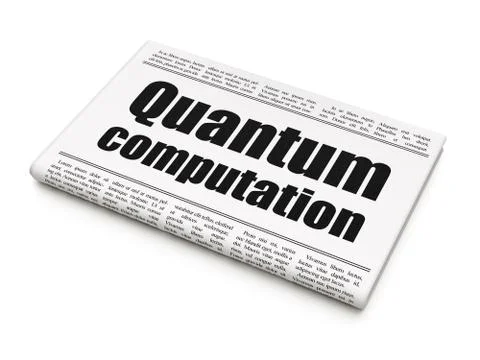 Science concept: newspaper headline Quantum Computation Stock Illustration