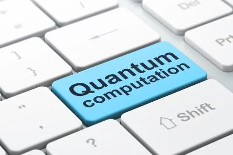 Science concept: Quantum Computation on computer keyboard background Stock Illustration