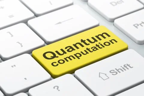Science concept: Quantum Computation on computer keyboard background Stock Illustration