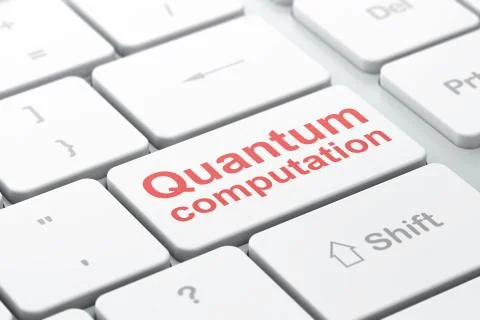 Science concept: Quantum Computation on computer keyboard background 库存插图