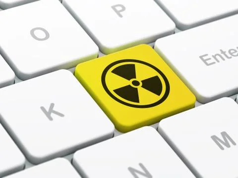 Science concept: Radiation on computer keyboard background Stock Illustration